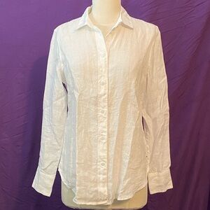 Baird McNutt Irish Linen for J. Crew Crisp White Button Down Shirt. Size 0 Slim.